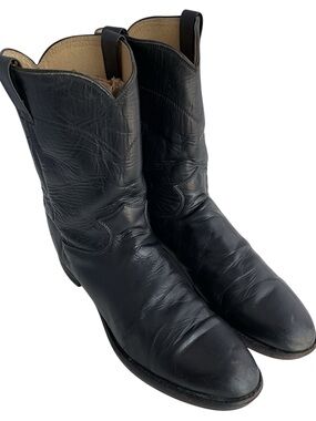 Justin Boots Black Leather Western Cowboy Boots